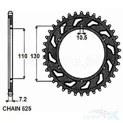 Hinterrad-Kettenrad 525 48 Zähne Sunstar 4474 (JTR1876)