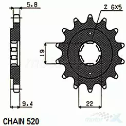 Vorderradkettenrad Sunstar  SUNF309  13 Zähne