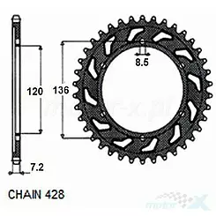 Hinteres Kettenrad SUNSTAR STAHL SUNR1-2502 57 Zähne