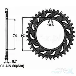 Hinterradkettenrad SUNSTAR STAHL  SUNR1-5202  47 Zähne