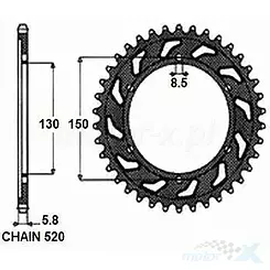 Hinteres Kettenrad SUNSTAR STAHL SUNR1-3592 52 Zähne