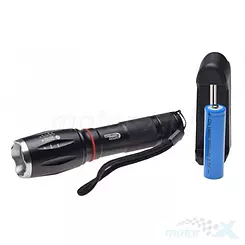 LED Taschenlampe, 3 Leuchtmodi, 3500 mAh, Set mit Ladegerät und Akku