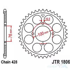 Hinteres Kettenrad 428 56 Zähne JTR1806-56 VL125
