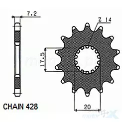 Vorderrad-Kettenrad Sunstar SUNF226  17 Zähne