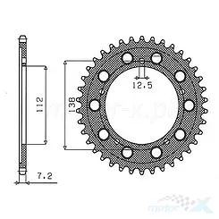 Hinterrad-Kettenrad 525 42 Zähne Sunstar (JTR1304)