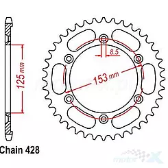 Hinteres Kettenrad 428 54 Zähne JT Sprockets JTR1258
