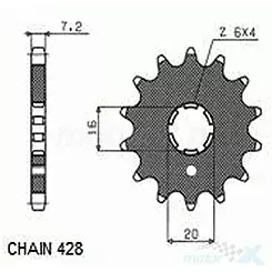 Vorderradzahnrad Suzuki RM 80 / Yamaha YZ 80 SUNF203-14 BEF442-14